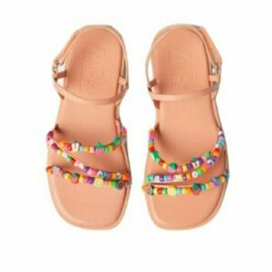 ZARA Girls Multicolor Beaded Flat  Sandals - Adjustable Strap Size 2 33
